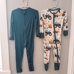 Viscose from Bamboo One Piece Pajamas Set - Blue and Construction Print